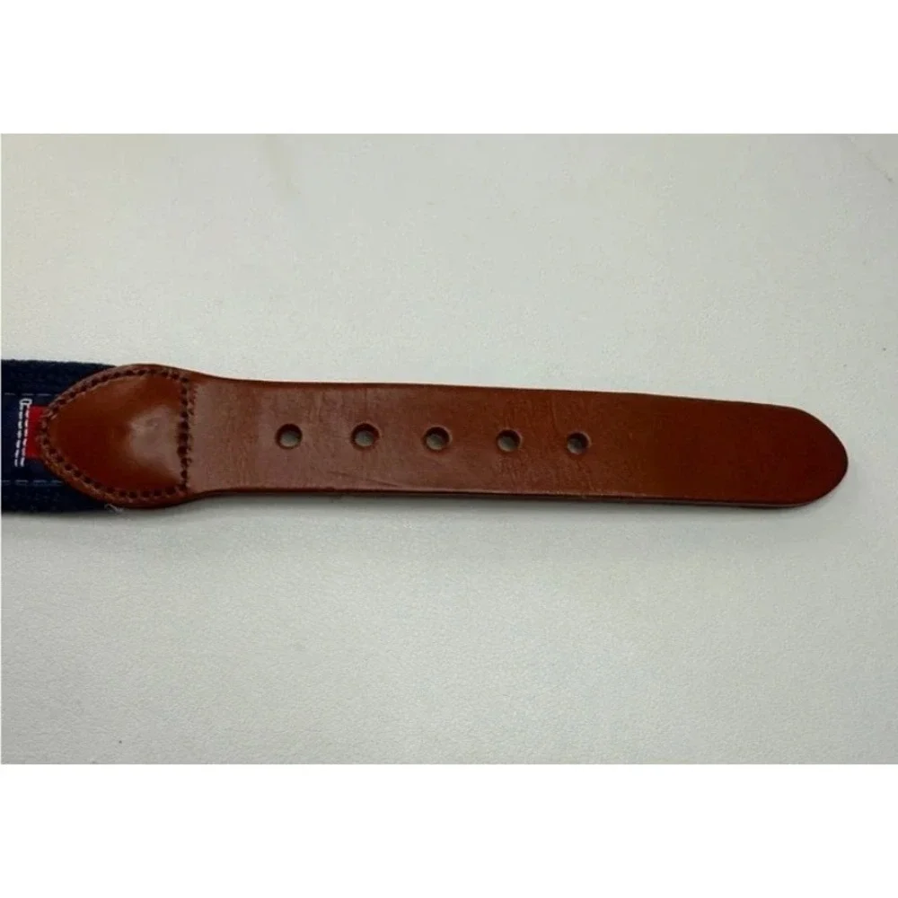 Leather Man Ltd Mens Nautical Flag Canvas Leather Belt Size 44 Hand Made USA